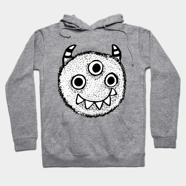 Cute fluffy monster black and white Hoodie by Voxyterra